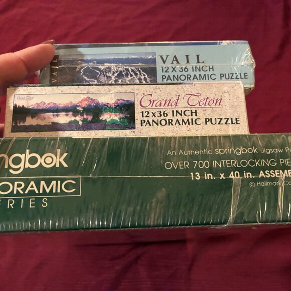 Lot of 3 Panoramic Sealed JIGSAW PUZZLES, 500-700 Pcs. - 3 Ft. Wide - Picture 2 of 4